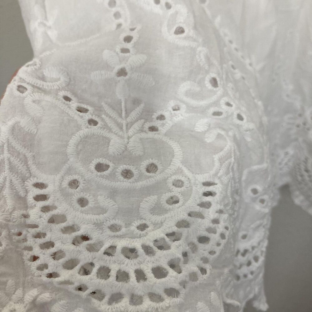 Sun Dress Summer Boho White Floral SHEIN Womens XL Lace Puff Sleeve V Neck Swing - Picture 6 of 16